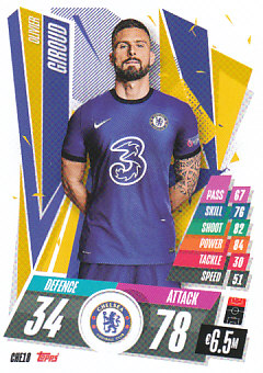 Olivier Giroud Chelsea 2020/21 Topps Match Attax CL #CHE18